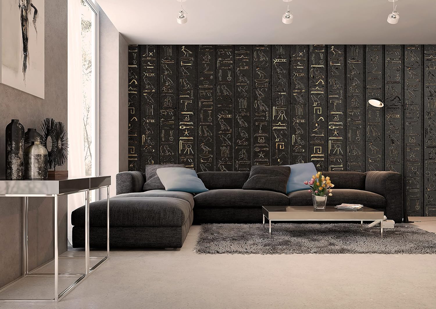 Step Into History: Mesmerizing Hieroglyphic Wallpaper for Your Home Décor, Size: 103"x68"|262x175cm