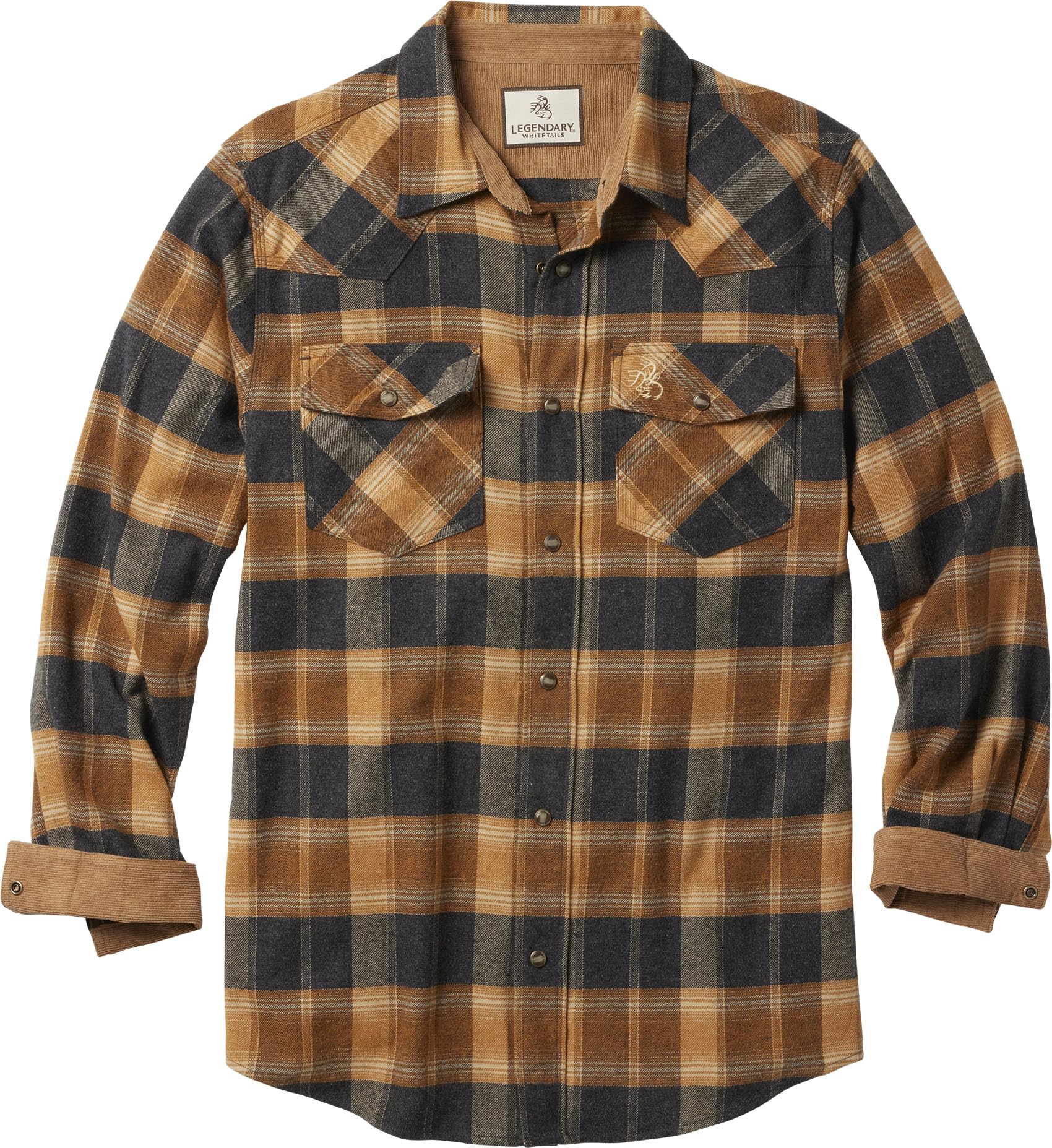Legendary Whitetails Men's Shotgun Western Flannel Shirt, Fireglow Plaid
