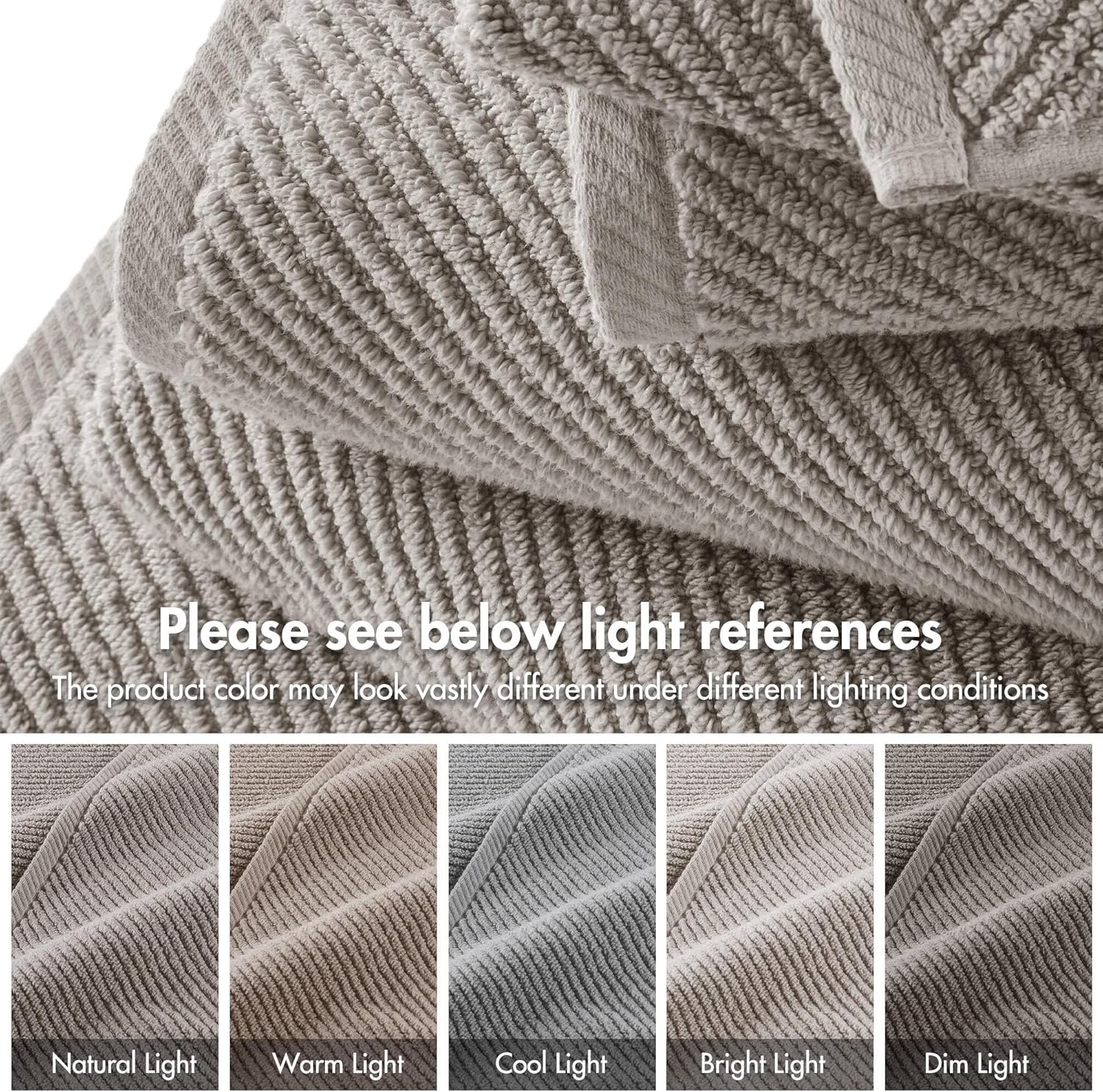 Madison Park 4-Piece Hand Towel Set for Bathroom 18" x 28" Diagonal Ribbed, Grey - 100% Cotton Soft Quick Dry & Absorbent Gift | Zero Twist, 500 GSM, Oeko-TEX, Hotel Quality - Image 7