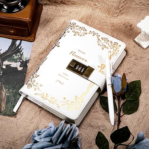 Vista 30 de CAGIE Diario con candado para niñas, A5 con contraseña rellenable, con forro, diario bloqueado, lindo regalo de Navidad y cumpleaños para niñas