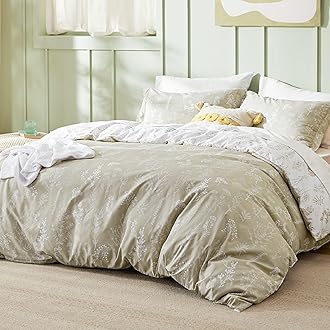 BedsureTwin/Twin XL Comforter Set - Linen Bed Set, 2 Pieces Cute Floral Bedding, 1 Soft Reversible Botanical Flowers Comforter and 1 Pillow ShamOEKO-TEX STANDARD 100
