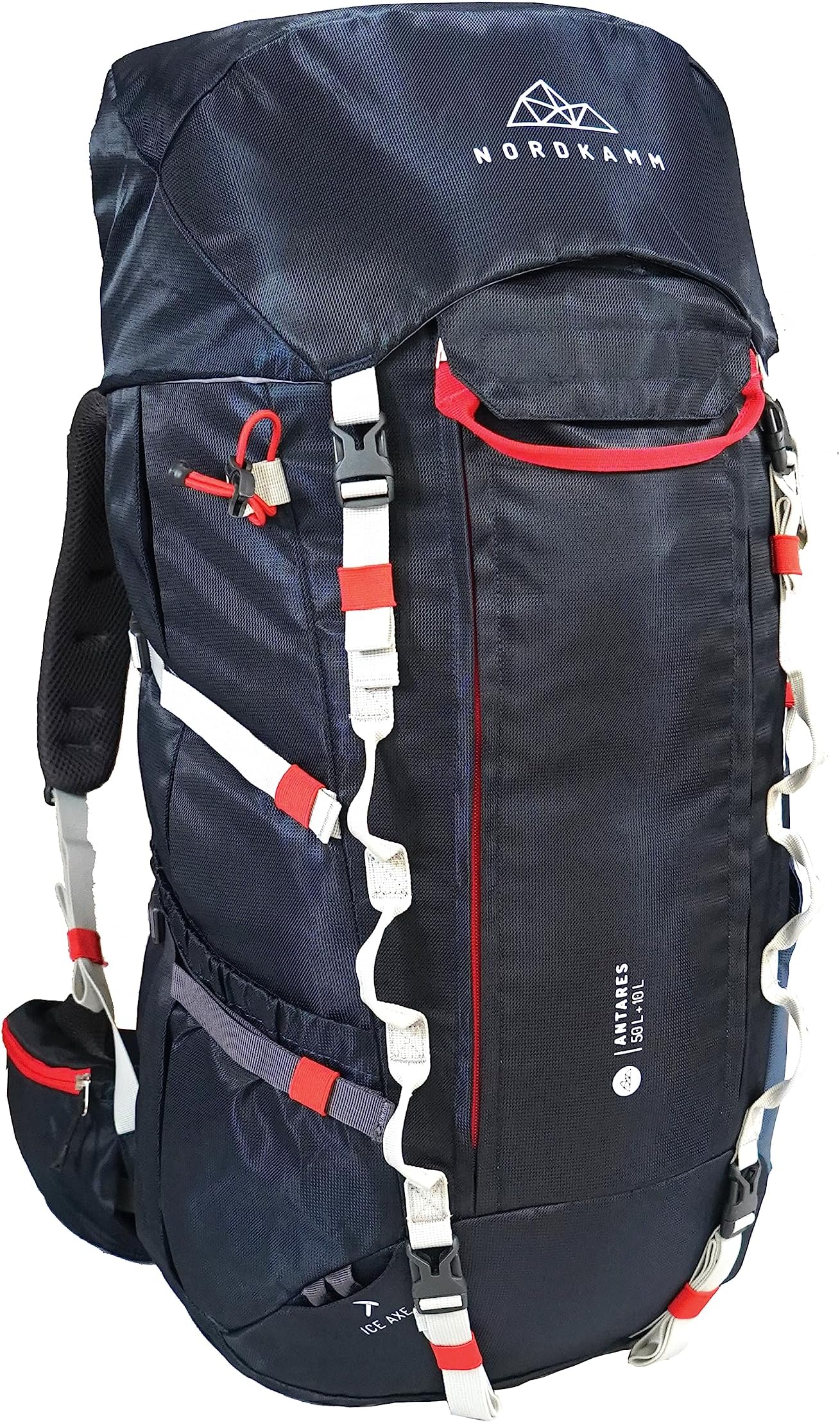 NORDKAMM – Travel Backpack 50l - 60l, for Hiking, Camping, Outdoor, Travelling, for men and women, blue, incl. water bladder fixation system, with adjustable carry system