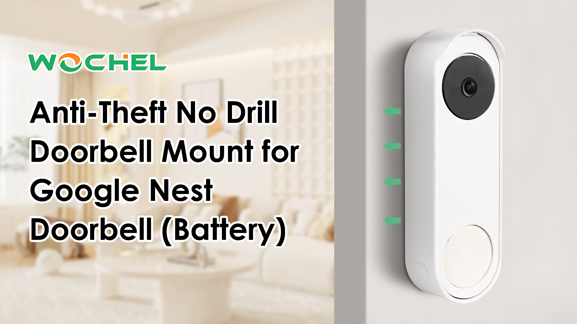 Anti-Theft No Drill Doorbell Mount Compatible with Google Nest
