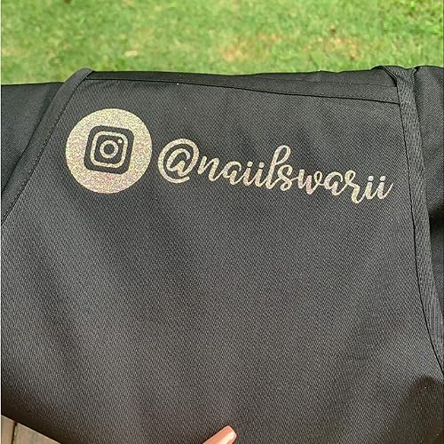 Miniatura 2 de Delantal de redes sociales  Delantal de tecnología de uñas  2 bolsillos  Personalización de vinilo con purpurina  Delantal de salón de uñas  Bata