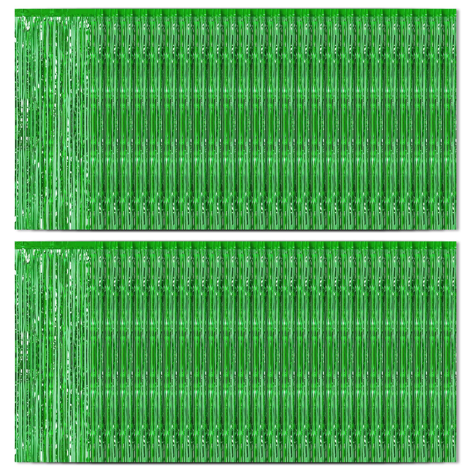 Lot de 50 rideaux à franges en feuille d'aluminium métallique vert pour décoration de fête