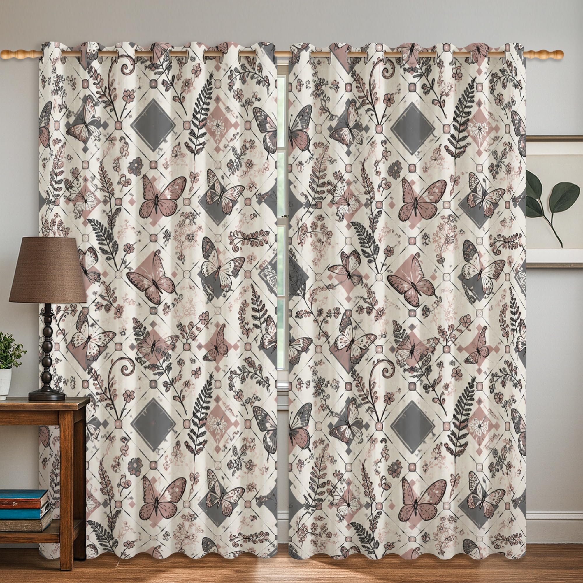 Rideaux occultants sans plis chambre coucher motif papillon printemps 132x183