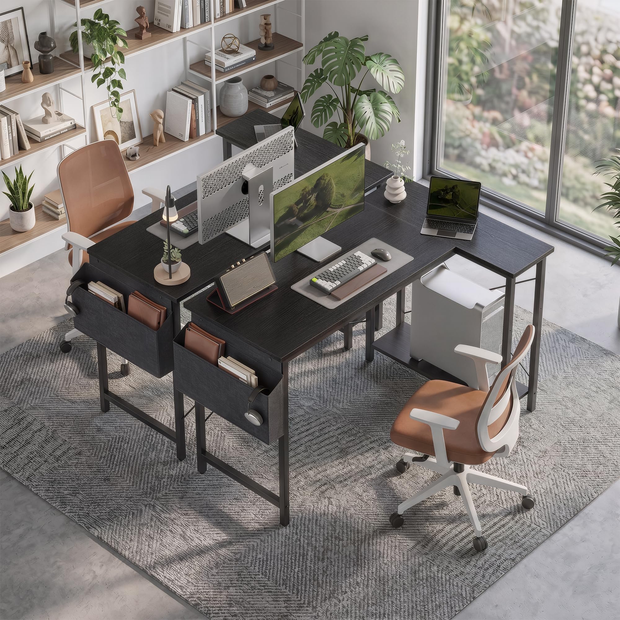 BEXEVUE L-förmiger Schreibtisch – 100x70 cm Gaming Tisch mit Ablagefächer, Umkehrbarer PC Ecktisch Computertisch, Corner Gaming Tisch für Studium Arbeit Zuhause Schlafzimmer, Schwarz