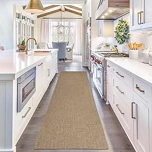EARTHALL Upgraded Boho Runner Rug 2'x8', Natural Hallway Runner,100% Woven Cotton Washable Natural Indoor Outdoor Rug Runner 2x8 for Entryway/Kitchen/Laundry Room/Doorway/Bedroom