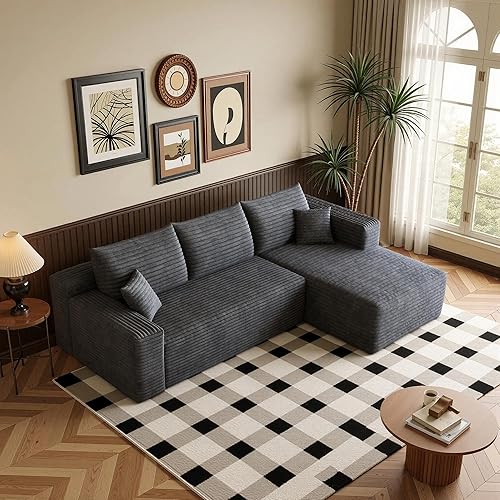 Vista 16 de Sofá modular moderno de 96 pulgadas para sala de estar, sofá modular tapizado, sin hueso, cómodo sofá nube con diván en forma de L