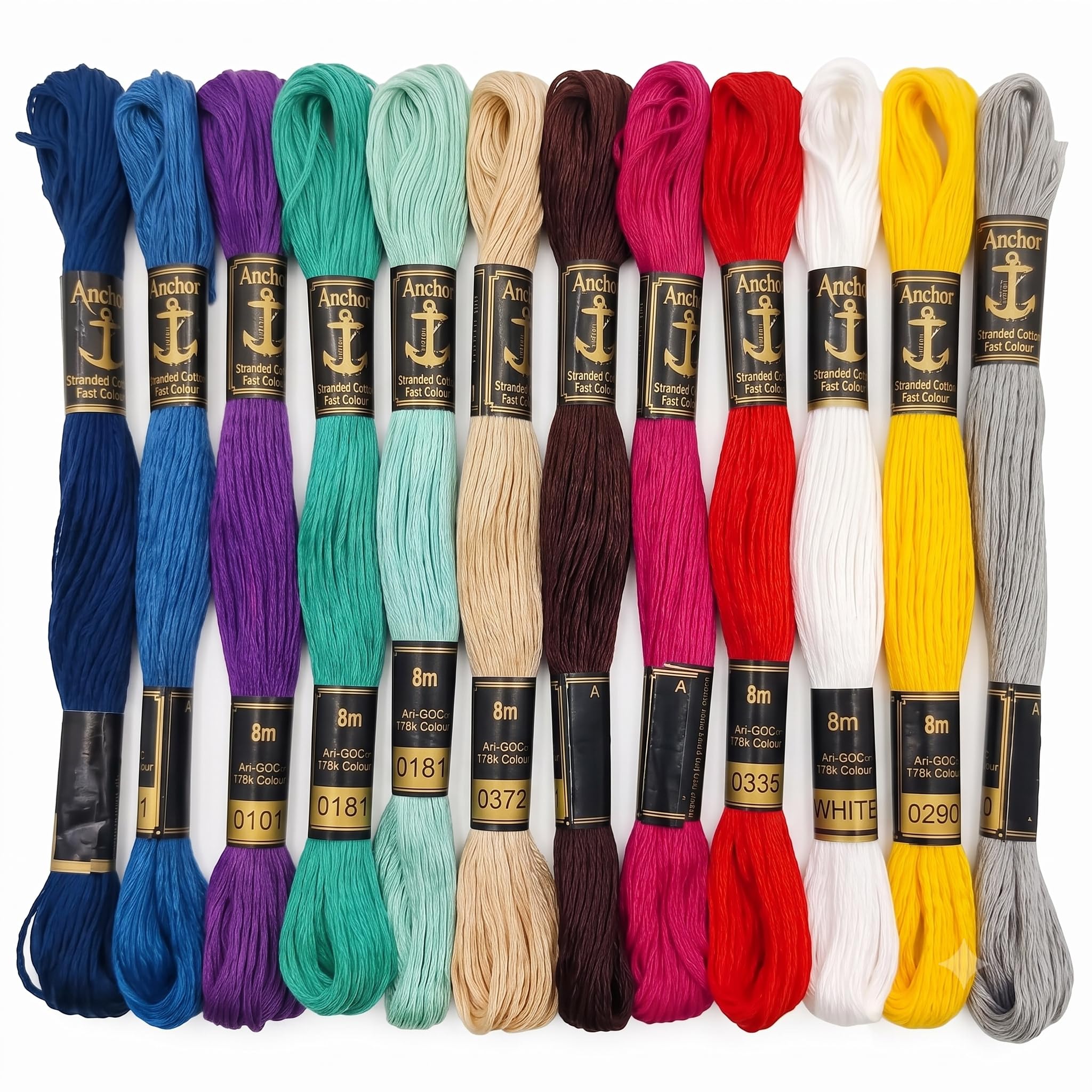 Anchor Stranded Cotton Assorted Skeins Stitch Kit for Friendship Bracelets, Cross Stitch, DIY Craft Work - Mixed Color Thread, 12 Pieces, Multicolor (Color May Vary) 8M-image-8