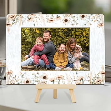 إطارات الصور 4 x6، الزهور البرية زهرة إطار الصورة الخشبية مع الحامل، هدايا عيد ميلاد لعشاق الزهور الأصدقاء غرفة نوم مكتب الجدول ديكور B11