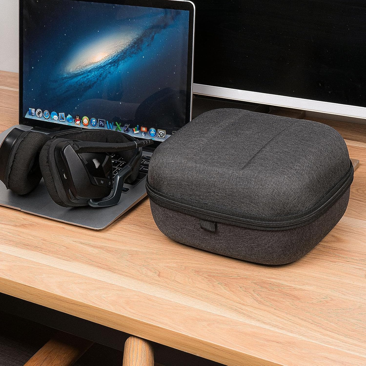 Geekria Shield Headphones Case Compatible with Corsair Void v2 Wireless, HS80, Virtuoso, HS55, HS65, Replacement Extra Hard Shell Travel Carrying Bag with Cable Storage (Dark Grey) - Image 6