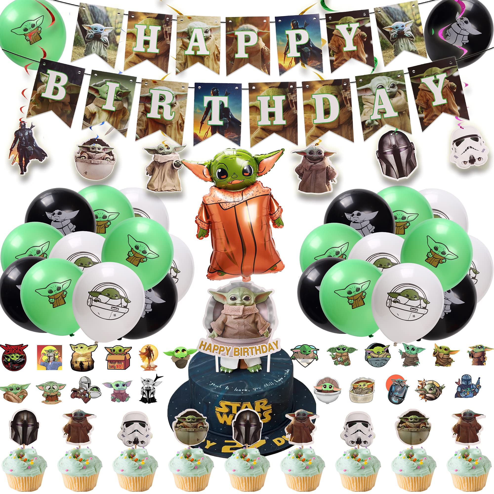 Birthday Decorations, Birthday Party Supplies with Foil Baby Yoda