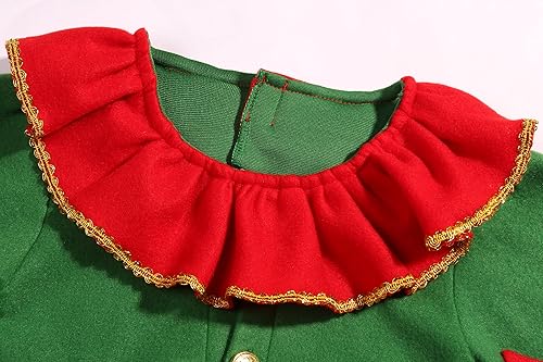 Miniatura 6 de Disfraz de elfo de Navidad para niñas, vestido de elfo navideño con sombrero de elfo