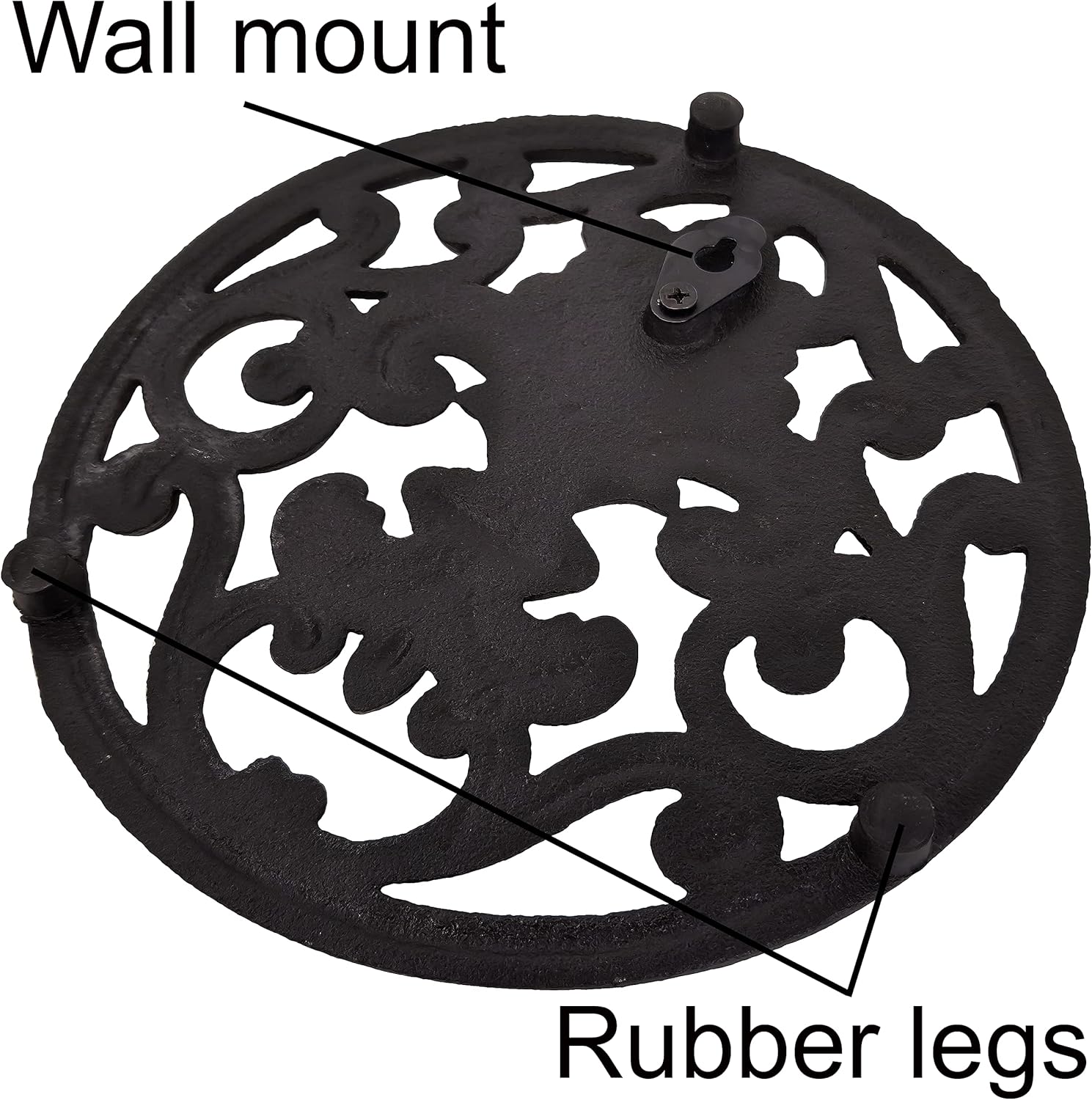 Lulu Decor,100% Cast Iron Circle Fleur de lis Trivet or Wall Decoration, Beautiful Intricate Design (2 Pc)