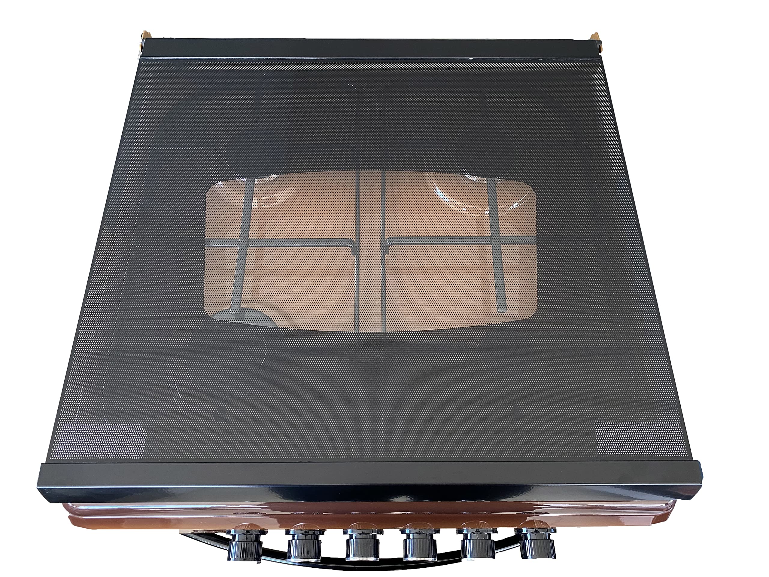 LAREL Cucina Marrone 60x60 4 Fuochi con Forno a Gas Metano o GPL, Grill Elettrico e Coperchio in Vetro