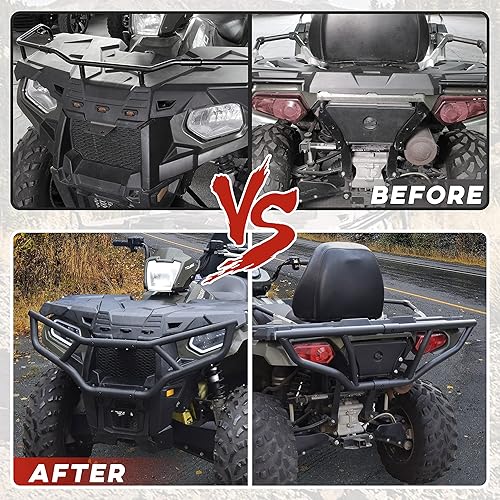 Miniatura 3 de SAUTVS Protector de cepillo delantero y trasero para Sportsman 450 570 14-20, protector de parachoques delantero y trasero de acero resistente para