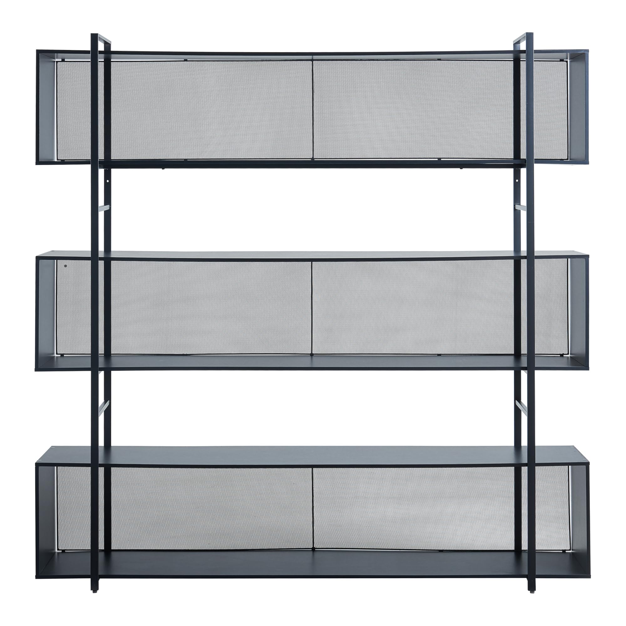 [en.casa] Scaffale da Terra Libreria con 3 Scomparti e Ripiani Aperti Mobile Espositore per Casa Ufficio Negozio 180 x 180 x 33 cm - Nero