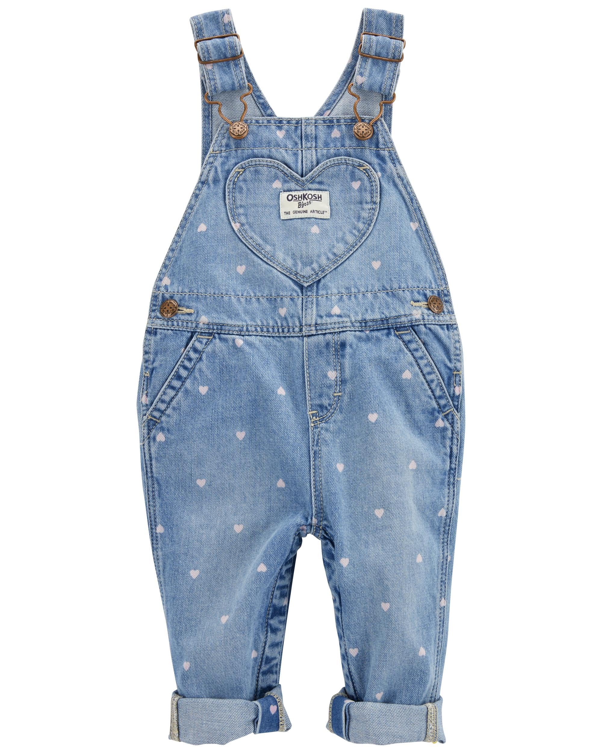 OshKosh B'Gosh Girl's World's Best Overalls, Blue Heart, 12 Months