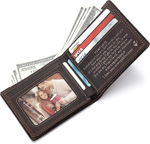 Miniatura 3 de Cartera de cuero grabada personalizada para papá, hijo, marido, novio, perfecta para Navidad, aniversario, cumpleaños, día del padre, San Valentín,