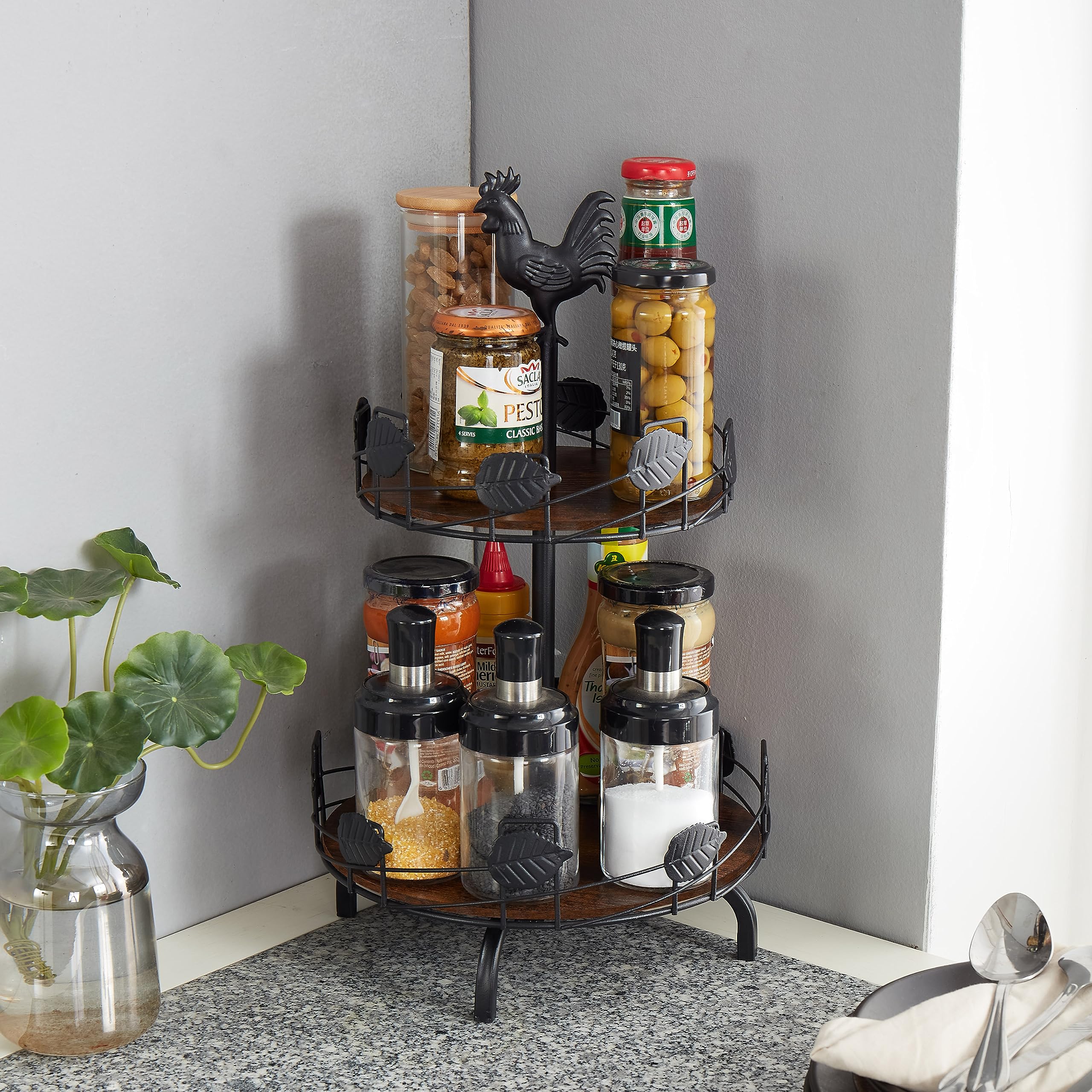 Snapklik.com : Lazy Susan Organizer, 2 Tier Spice Turntable Organizer ...