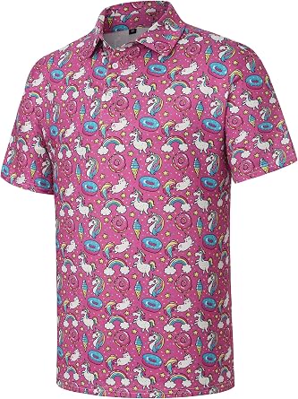 Mens Golf Polo Shirts Funny Golf Shirt for Men Short Sleeve Performance Moisture Wicking Dry Fit Polo Shirts for Men