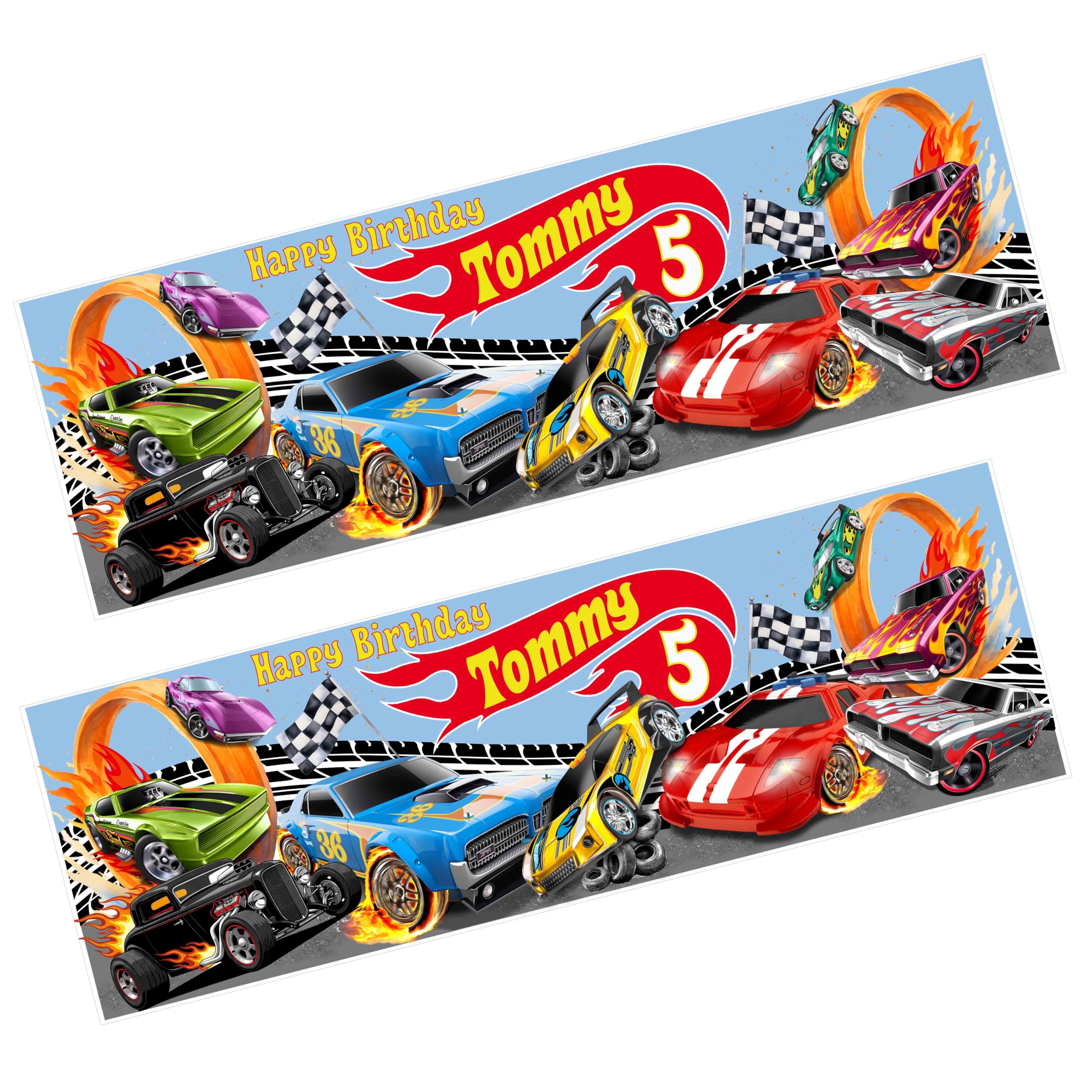 Fast Cars Birthday Banner x 2. Personalised Party Banner. Party Decoration, Birthday Gift, Cars Party Banner, Hot Wheel Party Banner