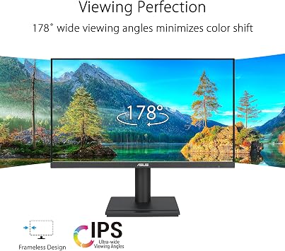 ASUS 24 1080P Business Monitor (VA24DQFS) - IPS, 100Hz, 1ms, Adaptive-Sync, HDMI, DisplayPort, VGA, for Working and Gaming, Ergo Design, Blue Light Filter, Flicker Free, TAA Compliant