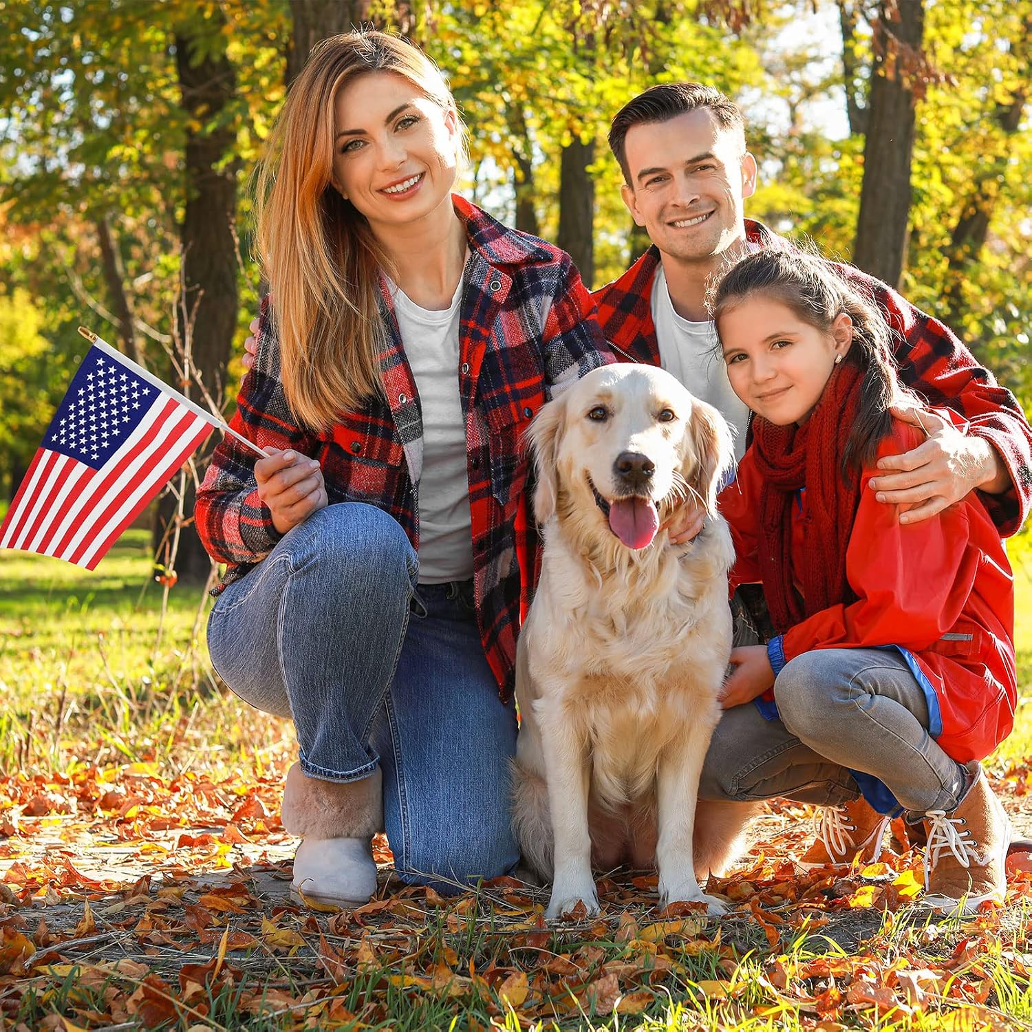 Fovths 20 Pack Veteran's Day Handheld American Stick Flags with Spear Top Great 8 x 12 Inch Wooden Stick American Flags for Patriotic Decorations