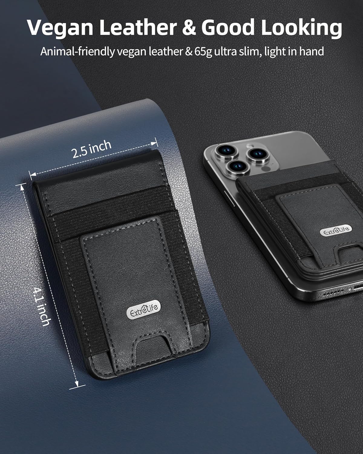 For Magsafe Wallet Stand, Strongest Magnetic Wallet for iPhone 17/16/15/14/13 Series, for iPhone Walle t with Adjustable Stand, ID Window, 4 Card Slot, Hold 10 Card, VeganLeather, RFID Blocking, Black - Image 7