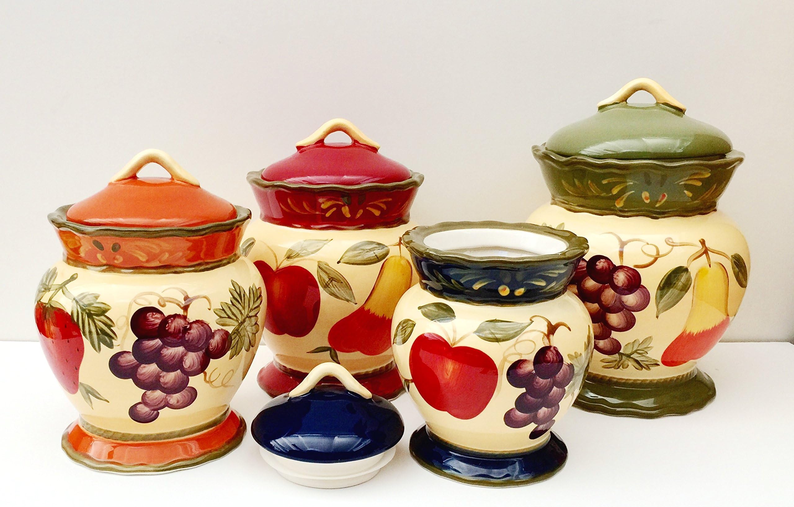 Tuscany Garden Colorful Hand Painted Mixed Fruit Canisters, Set of 4, 89201 by ACK
