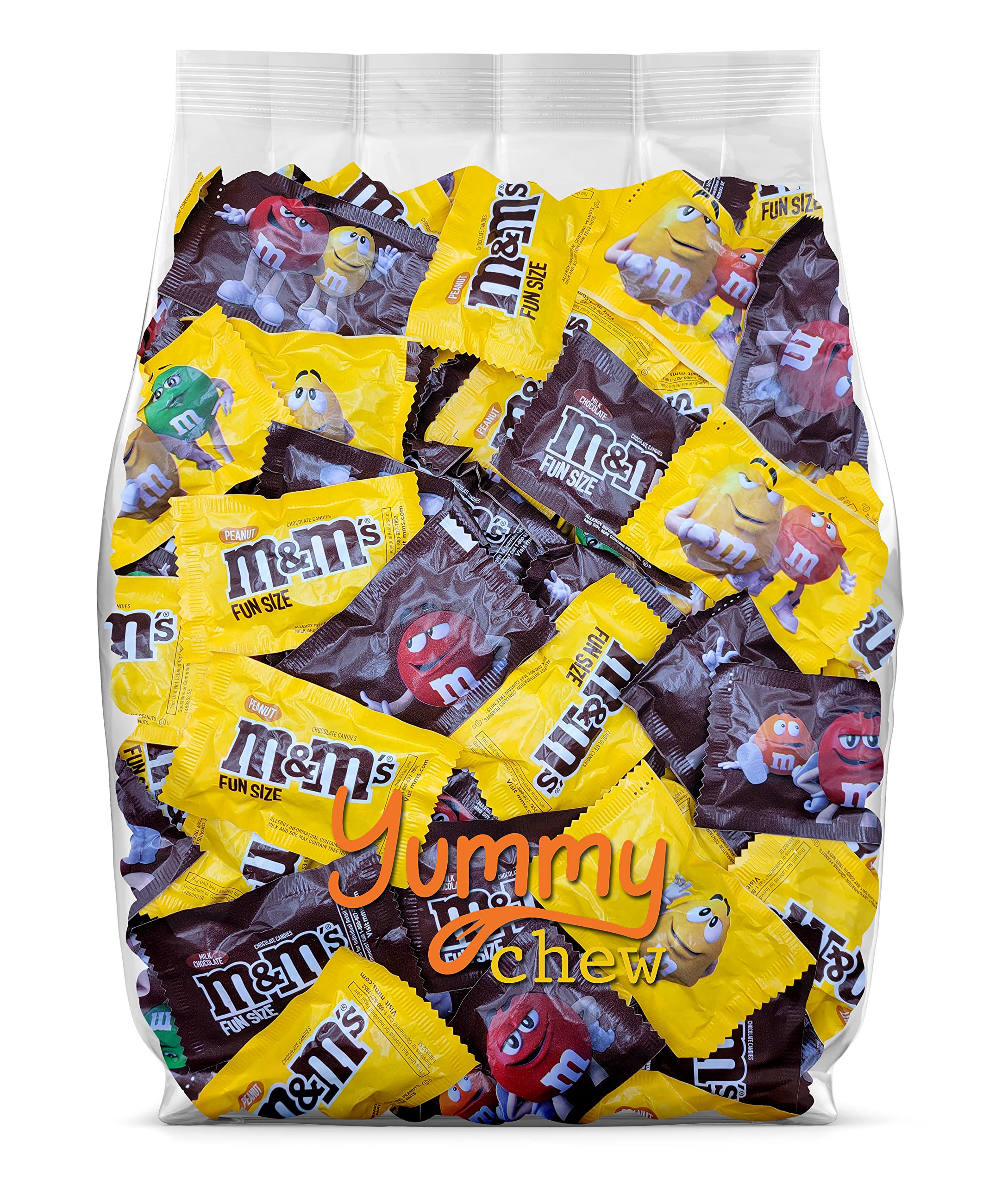 M&M Assorted Candy - 2lb Bulk Milk Chocolate, Caramel, Peanut Butter and Peanut M&Ms Candy - 55 Fun Size Individually Wrapped M&M Candy - M&Ms Bulk Candy Assortment - Chocolate Candy Bulk Bag - 2