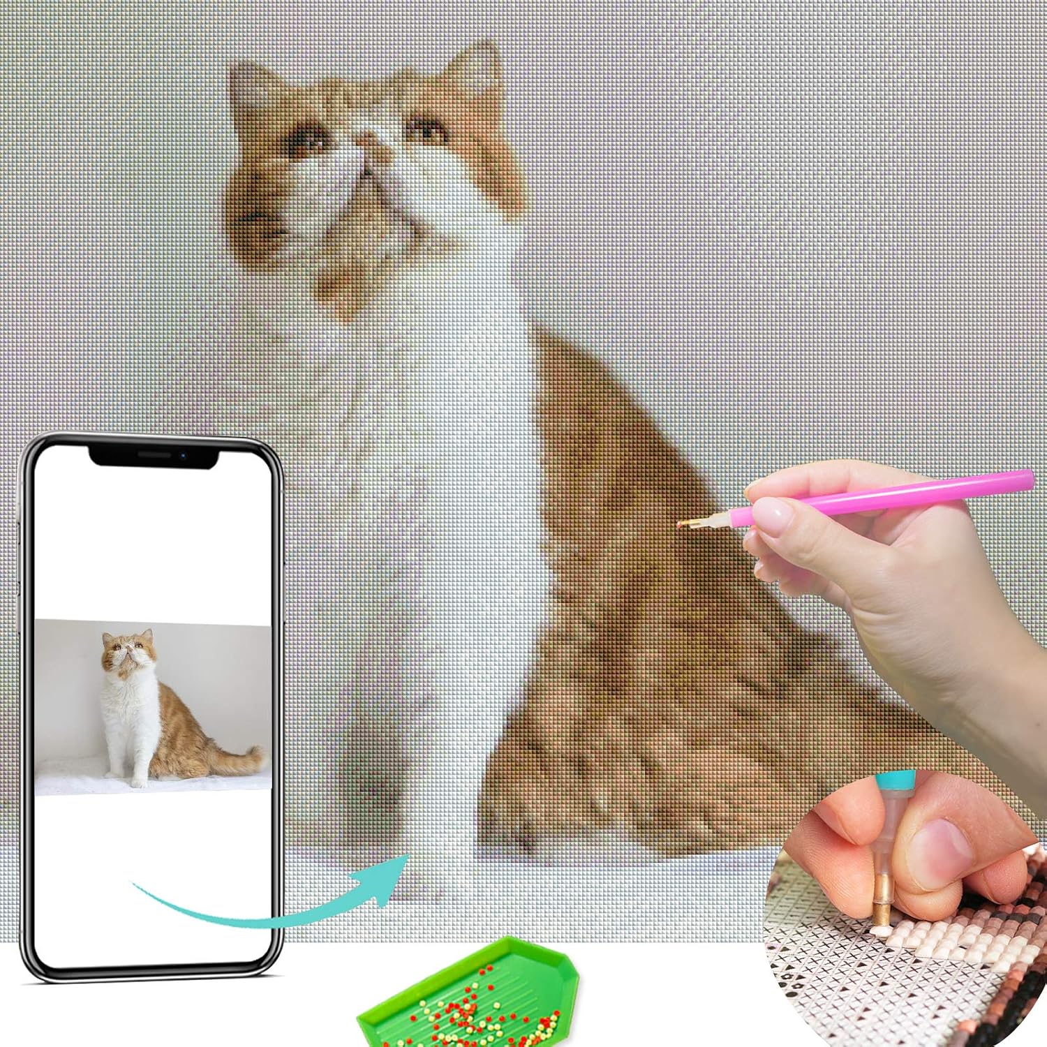 VATO Photo to Custom Diamond Painting Kits for Adults,Your Own Private Picture Personalized Customized Gift,Square Full Drill, (30X40cm/12x16in)