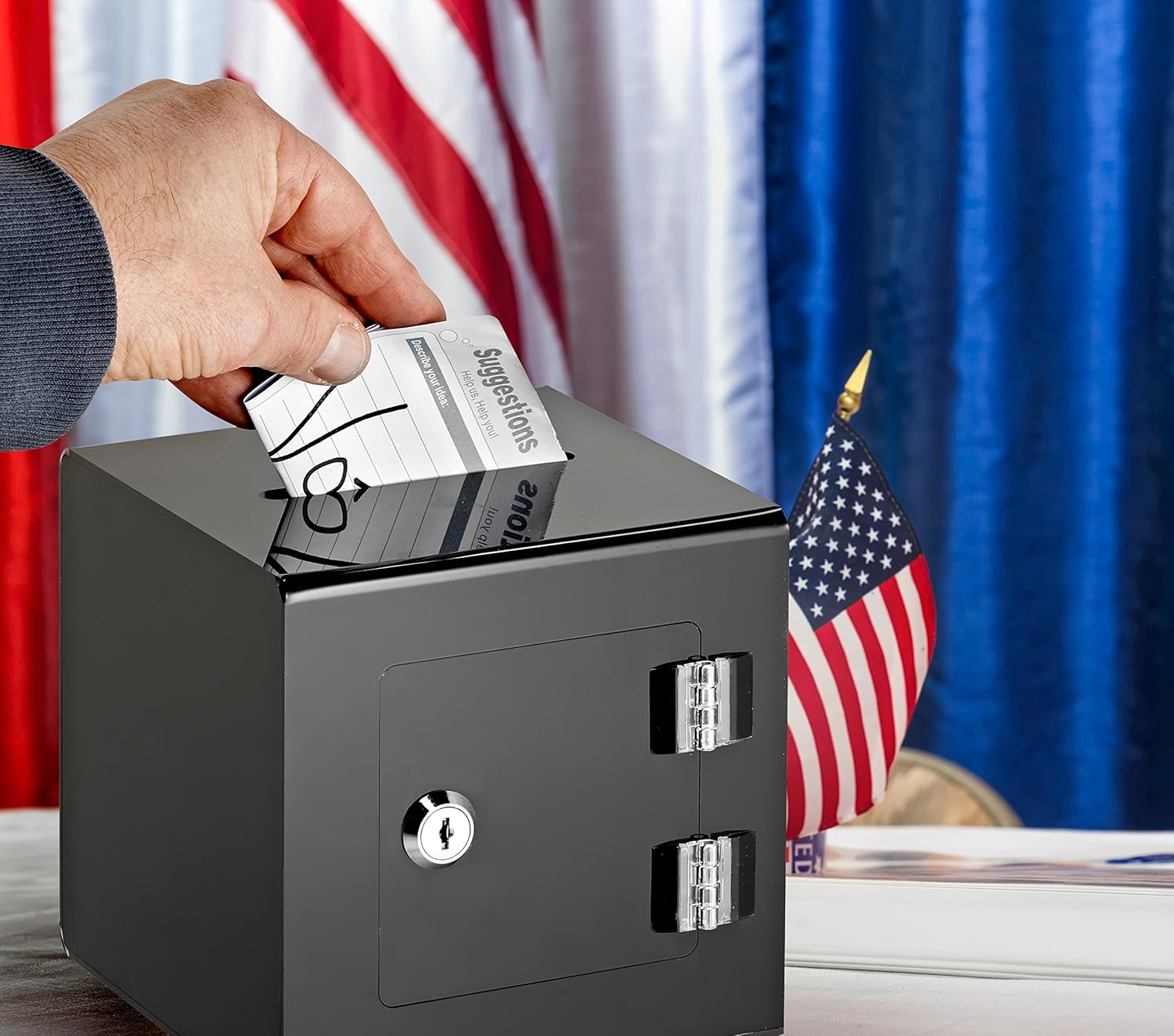 AdirOffice 10'' x 10'' Acrylic Ballot Box Donation Box with Easy Open Rear Door - Durable Acrylic Box with Lock - Ideal for Voting, Charity & Suggestion Collection - Black : Office Products