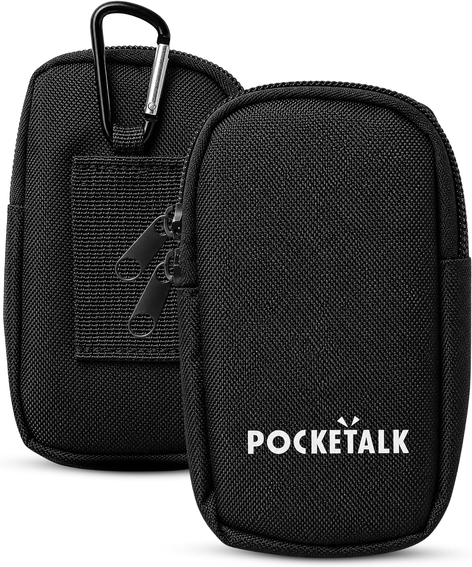 POCKETALK Black Nylon Carrying Case S2 Model and S2 Plus Model Translator Devices - Lightweight, Water-Resistant Travel Pouch with Zipper and Interior Pockets