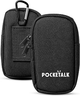 POCKETALK Black Nylon Carrying Case S2 Model and S2 Plus Model Translator Devices - Lightweight, Water-Resistant Travel Pouch with Zipper and Interior Pockets
