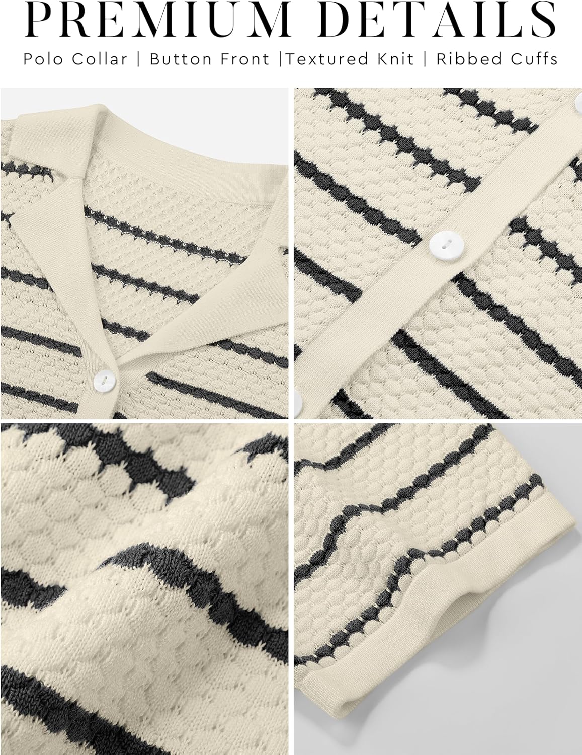 Cardigan Sweater for Women Short Sleeve Lightweight Stretchy Striped Button Up Knit Top Summer Outfit Knitwear 2026 - Image 7
