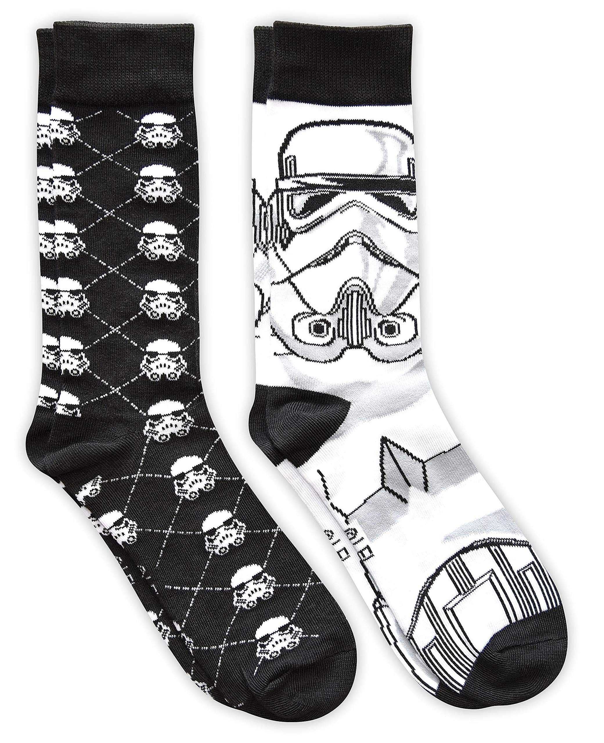 STAR WARS Stormtrooper Argyle Men's Crew Socks 2 Pair Pack Shoe Size 6-12