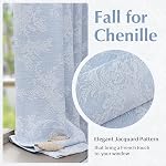 FMFUNCTEX Rideaux noirs bleu Jacquard 84 Inches Long pour la chambre à coucher, Scroll Flower Chenille Agritourisme Rideaux pour le salon obscurcissant thermal isolé Grommet Fenêtre rideaux 2 Panneaux