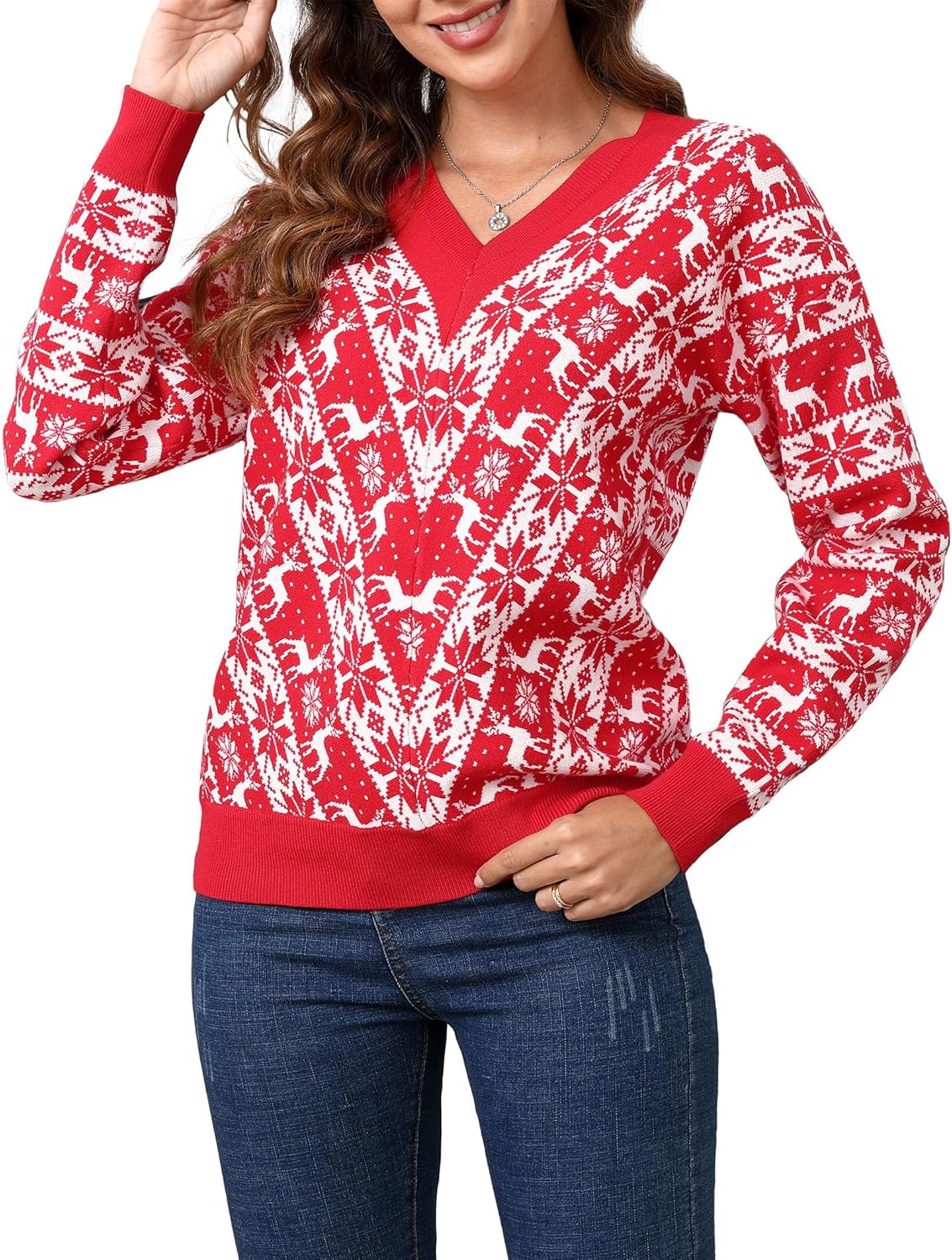 Clearlove Ugly Christmas sweater voor dames, gebreide trui, gebreide Clearlove Ugly Christmas sweater voor dames, gebreide trui, gebreide