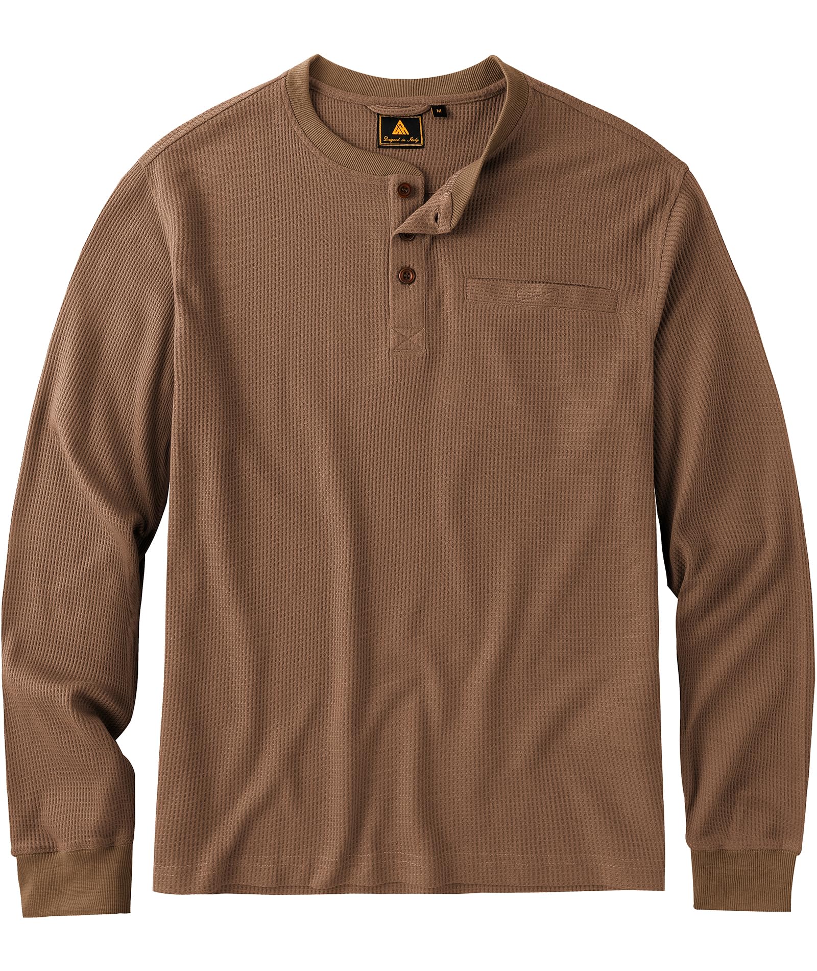Zitysport Manches Longues Henley Shirt Hommes - Casual Gaufre Thermique Chemise Loisir 3 Boutons Classique T-Shirt avec Poche