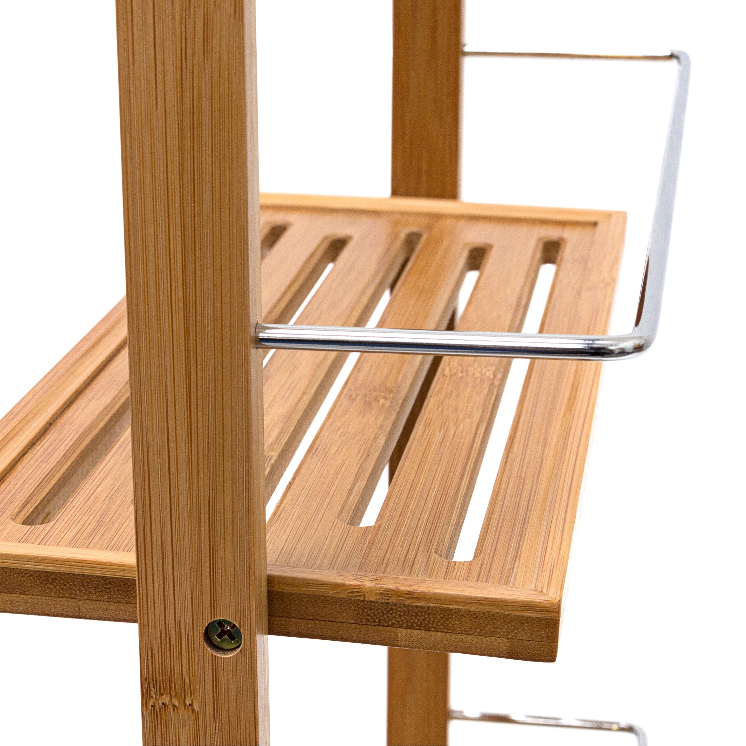 Relaxdays – Estante Colgante de bambú con 2 estantes de Acero de Resistente a la Humedad de la Ducha, 53x38x15.5 cm