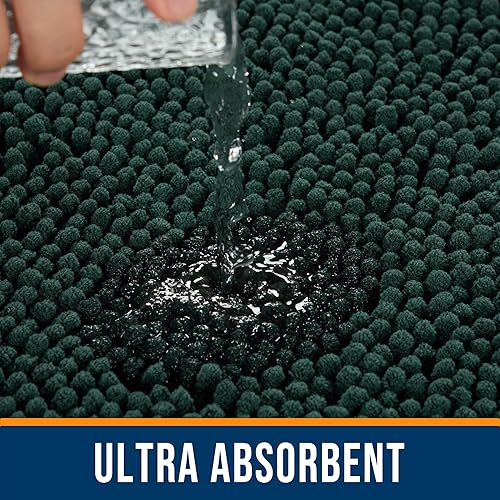 Miniatura 3 de Alfombra de baño de felpilla extra suave, absorbente, de secado rápido, lavable a máquina, antideslizante, para bañera, ducha y baño, felpa peluda,