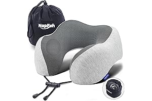 napfun Neck Pillow for Traveling, Upgraded Memory Foam Travel Pillow