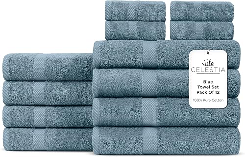 Miniatura 63 de Juego de 12 paños de lavado de 100 % algodón peinado para rostro y cuerpo (12 x 12 pulgadas), sostenibles, suaves, muy absorbentes, para hotel, spa