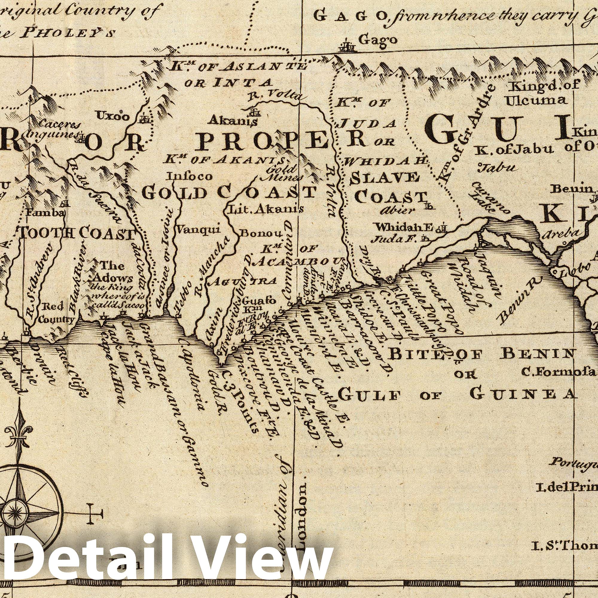 Historic Pictoric Mapa: Negroland, países adyacentes, 1747, arte vintage de la pared : 61 x 50 cm
