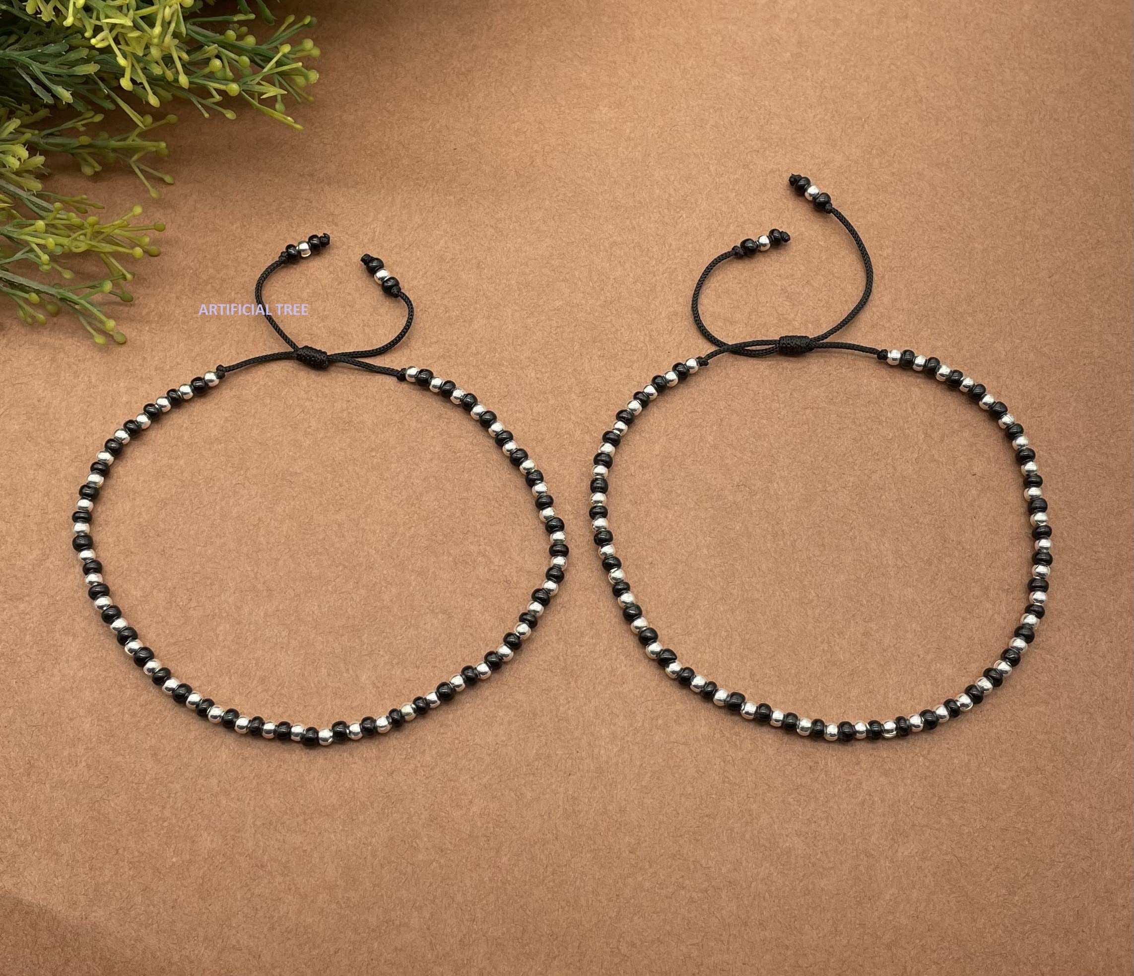 German Silver Nazariya Thread Adjustable Anklets