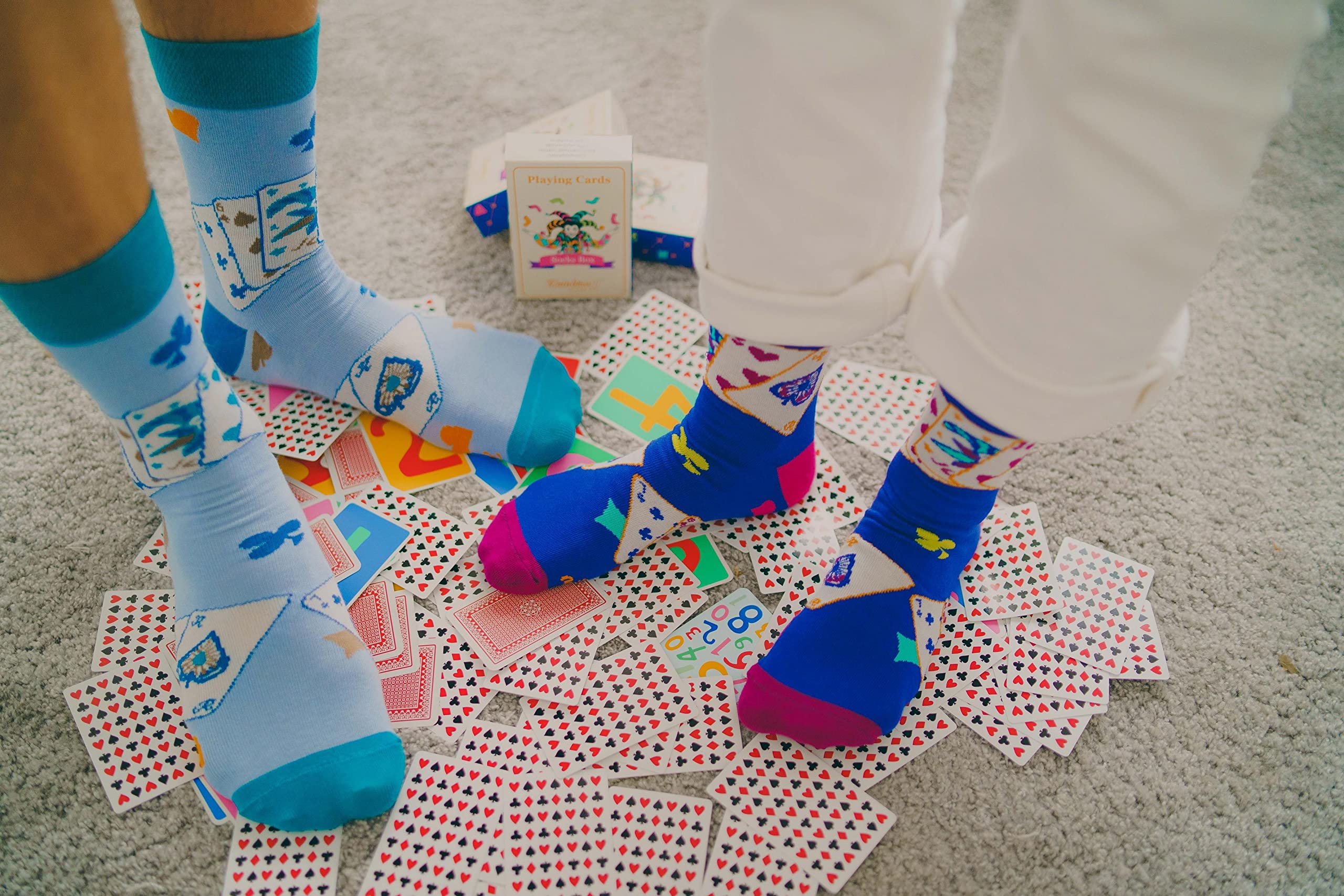 Rainbow Socks - Playing Cards Socks Box - 1 Pair, Muted Colours -Gift For A Fan Of Card Games- Size 12-14 - Image 4