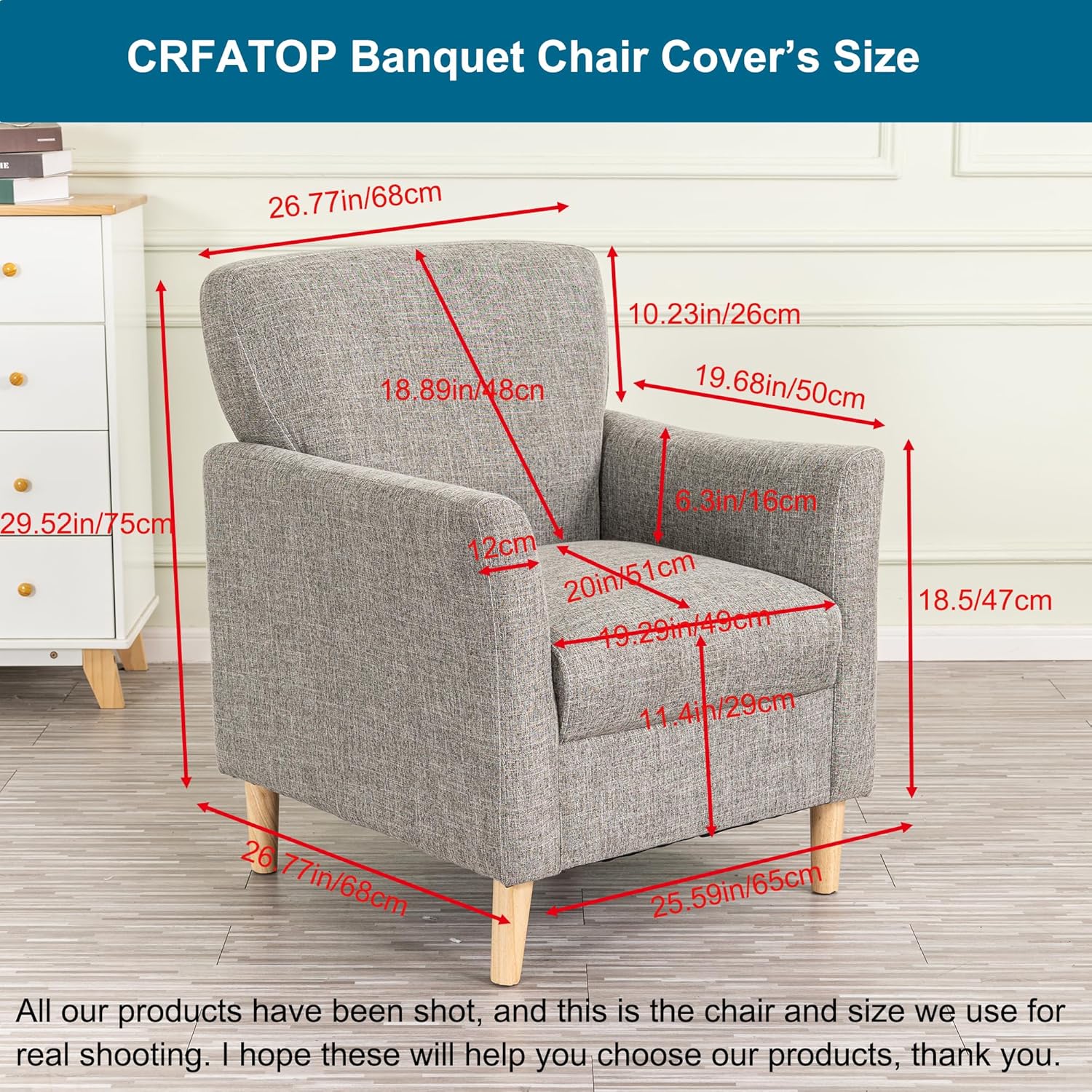 CRFATOP Stretch Mid Century Modern Armchair Slipcover 1-Piece Accent Chair Covers with Arms Soft Chair Slipcovers for Living Room Armchair Furniture Protector Office Reception Reading Sofa,A19