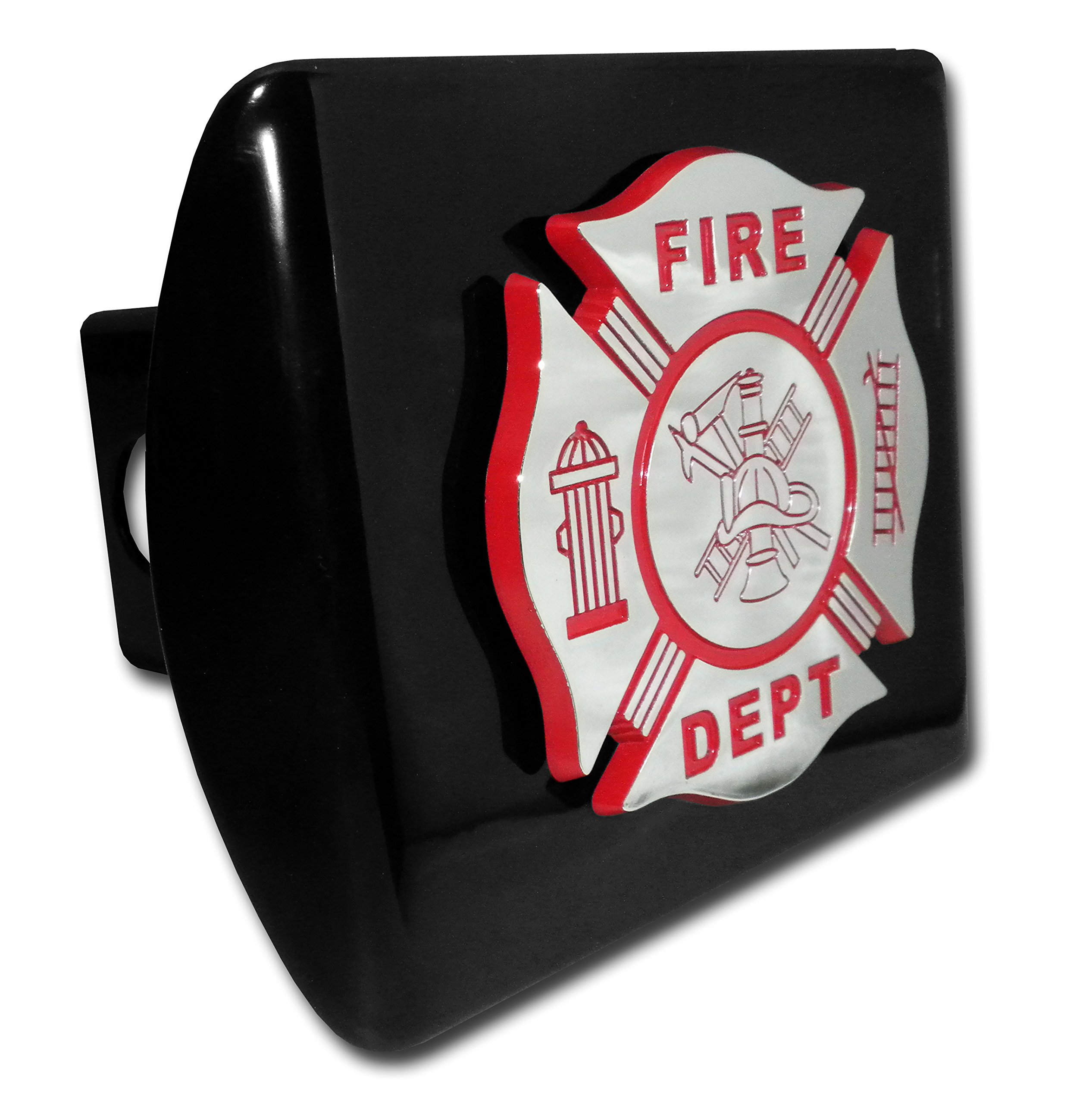 Elektroplate Fire Department Maltese Cross All Metal Black Hitch Cover for Trucks and SUVs | Fits Standard 2" Trailer Hitch Receivers | Premium